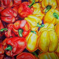 Red And Yellow 37x27cm Akwarela